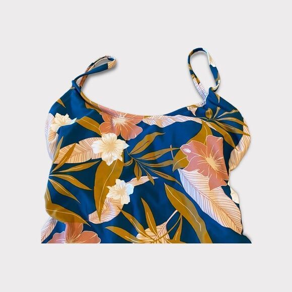 Floral Tropical One Piece Bathingsuit With Criss Cross Open Back - Picture 5 of 9
